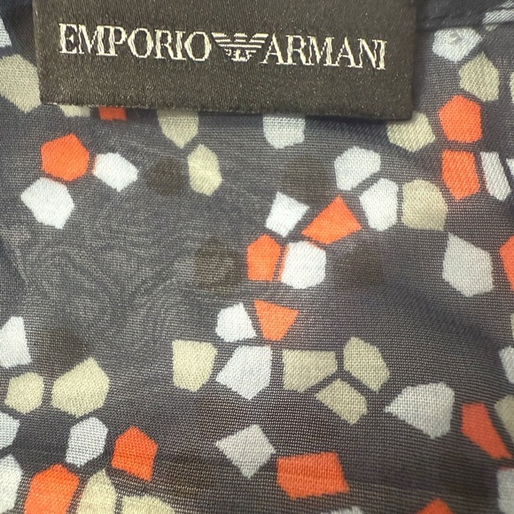 Emporio Armani Geometric Silk Blouse Black/Red Sz 42 / US 6 - Picture 3 of 12